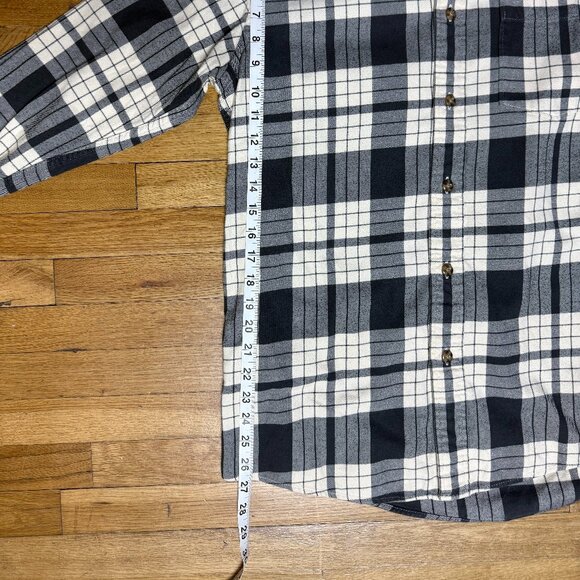 Eddie Bauer Black and White Flannel Shirt Long Sleeve Button Down Size Medium - Picture 6 of 9